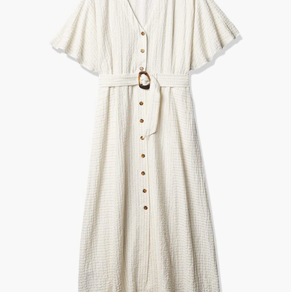 Batwing button front dress with belt